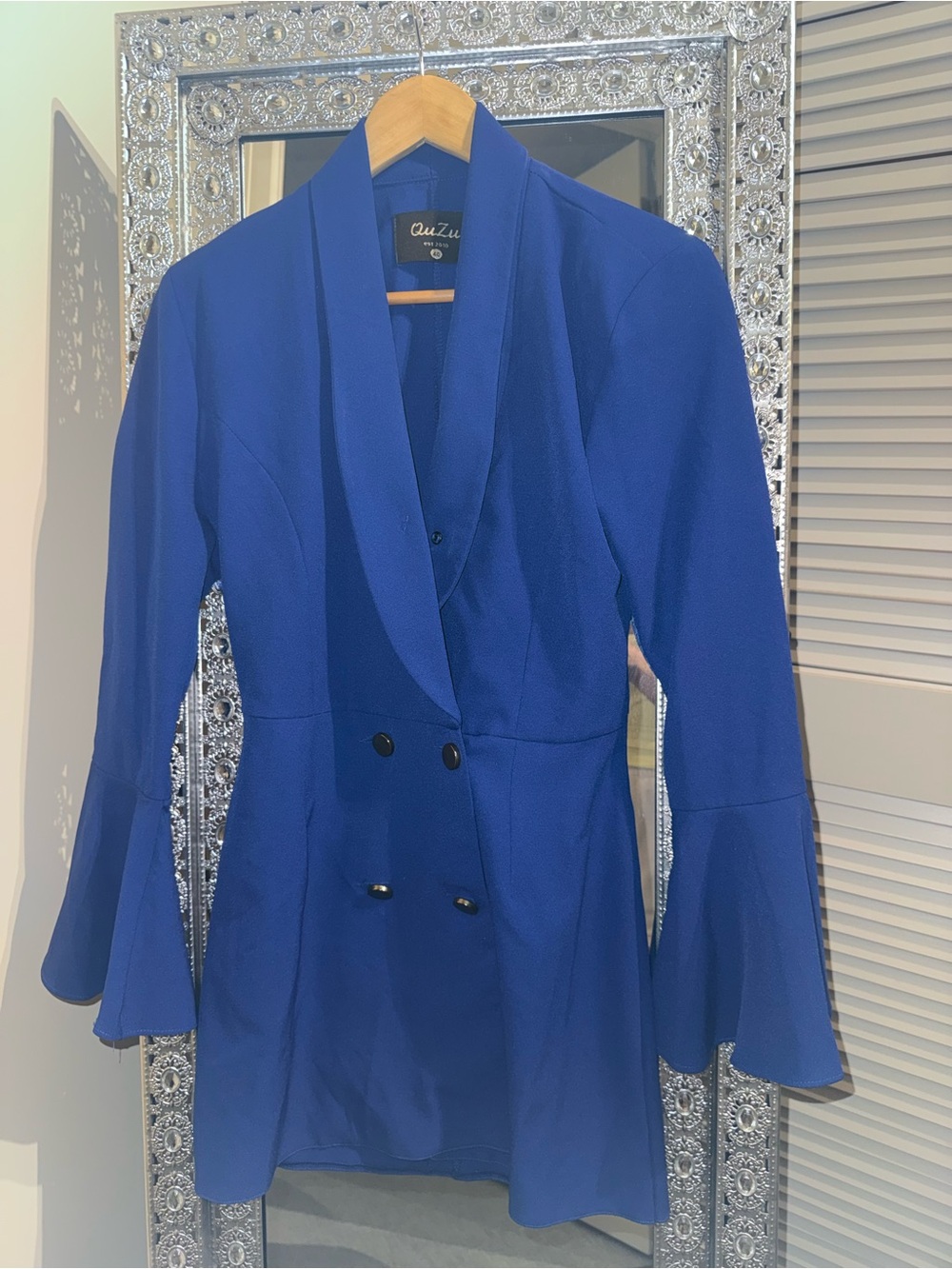 Women's Cobalt Blue Double-Breasted Blazer Jacket by
